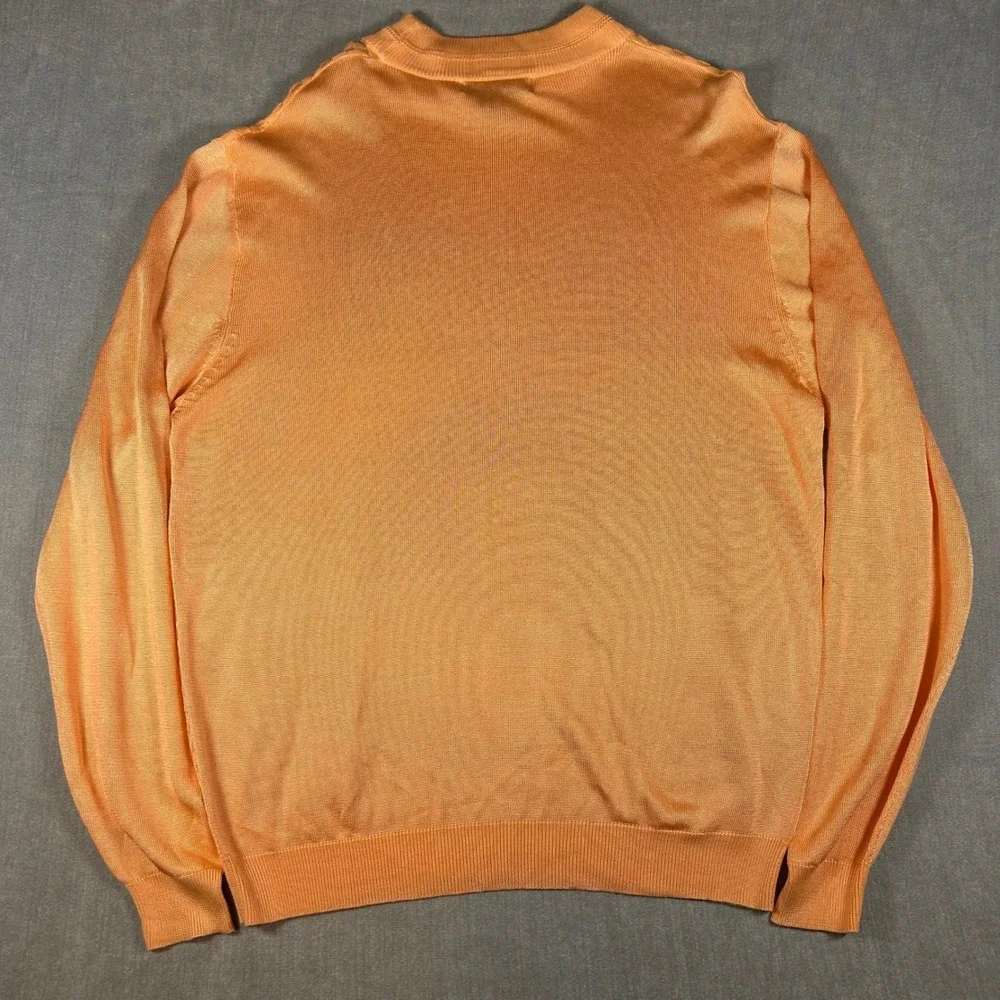 Kilburne and Finch Mens XL Orange Textured Checkerboard Rayon Cotton Sweater